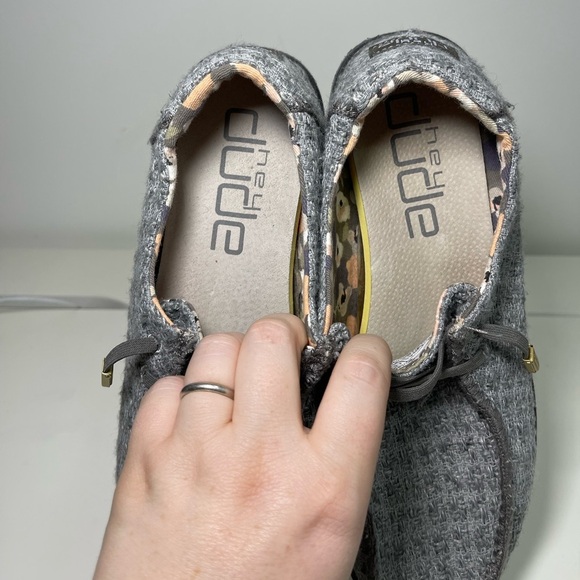 Hey Dude Grey wendy wooven Cinder Slip On Shoes in Size US 10 - Picture 7 of 7